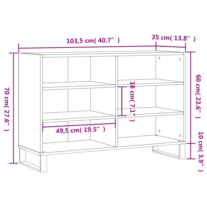 Servantă, gri beton, 103,5x35x70 cm, lemn compozit WALTI