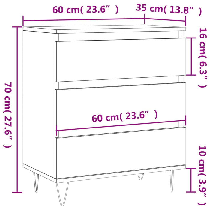 Servantă, gri beton, 60x35x70 cm, lemn prelucrat - WALTI WALTI