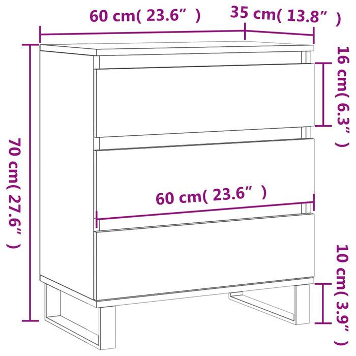 Servantă, gri beton, 60x35x70 cm, lemn prelucrat - WALTI WALTI