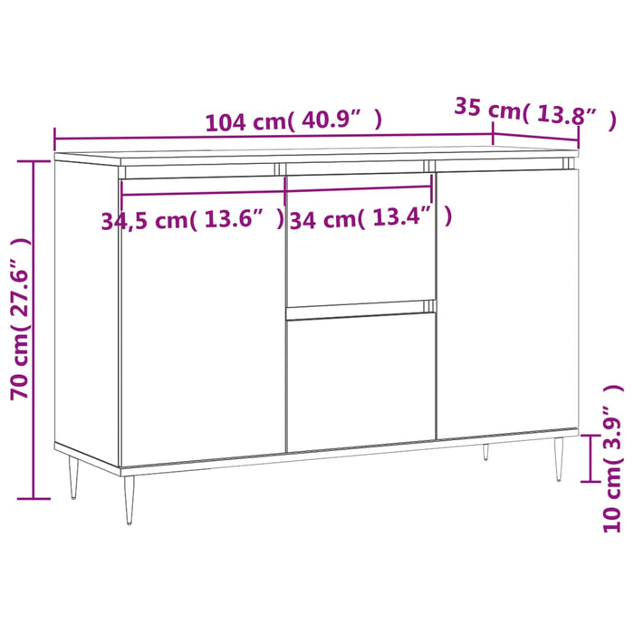 Servantă, gri beton, 104x35x70 cm, lemn prelucrat - WALTI WALTI