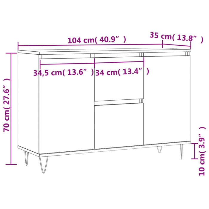 Servantă, gri beton, 104x35x70 cm, lemn prelucrat - WALTI WALTI