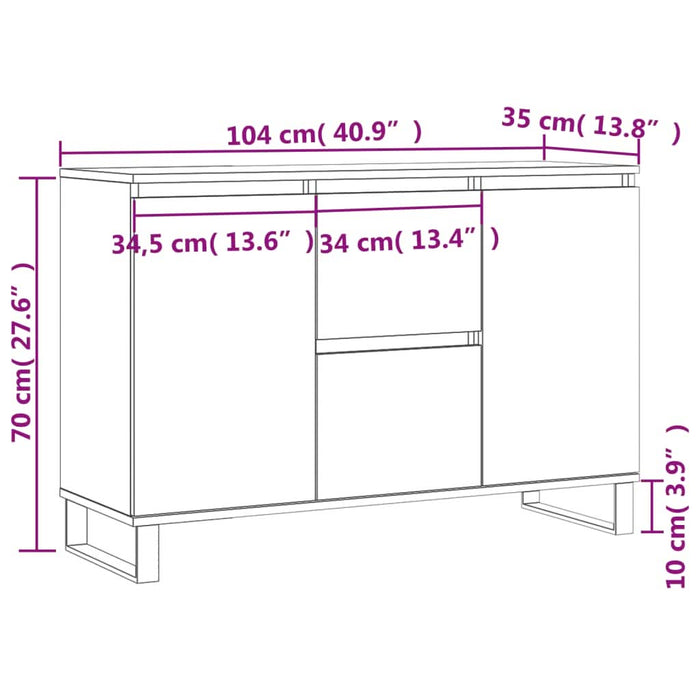 Servantă, gri beton, 104x35x70 cm, lemn prelucrat - WALTI WALTI