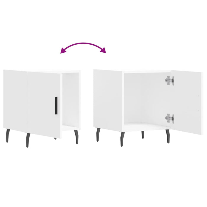 Noptiere, 2 buc., alb, 40x40x50 cm, lemn compozit - WALTI WALTI