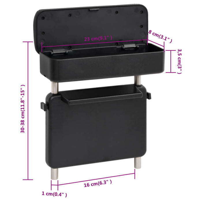 Cotieră auto universală, negru, 23x8x(30-38) cm ABS - WALTI WALTI