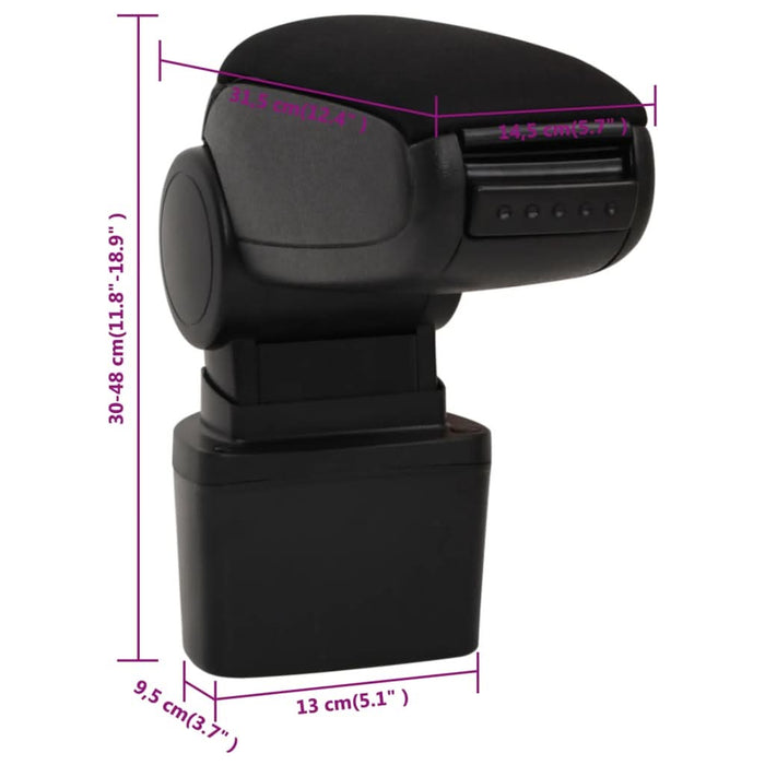 Cotieră auto, negru, 14,5x31,5x(30-48) cm ABS - WALTI WALTI