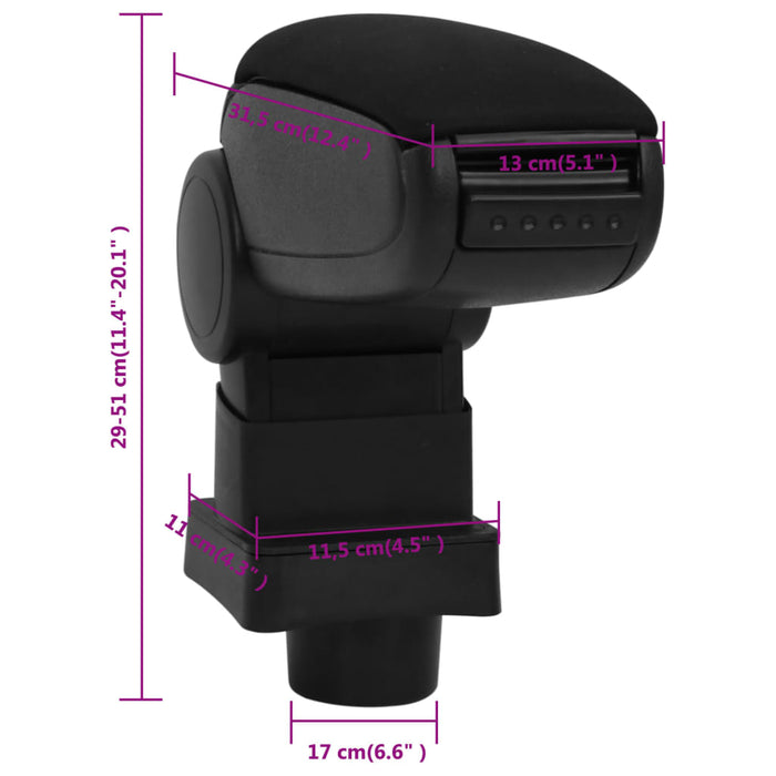 Cotieră auto, negru, 13x31,5x(29-51) cm ABS WALTI