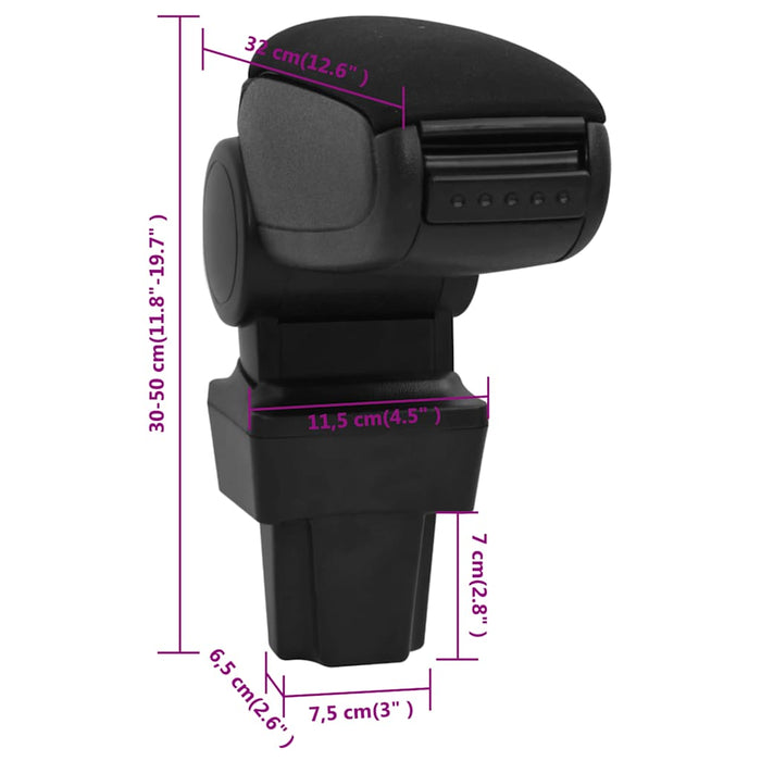 Cotieră auto, negru, 11,5x32x(30-50) cm ABS - WALTI WALTI