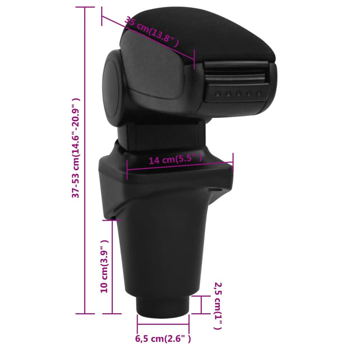 Cotieră auto, negru, 14x35x(37-53) cm ABS - WALTI WALTI
