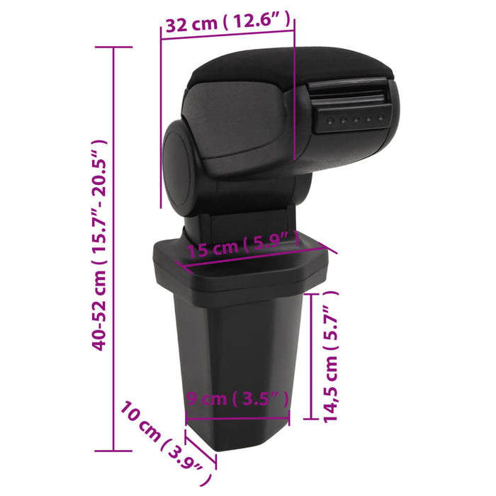 Cotieră auto, negru, 15x32x(40-52) cm ABS WALTI