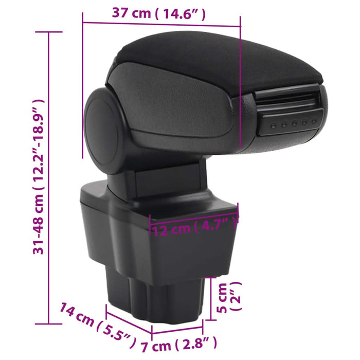 Cotieră auto, negru, 12x37x(31-48) cm ABS - WALTI WALTI