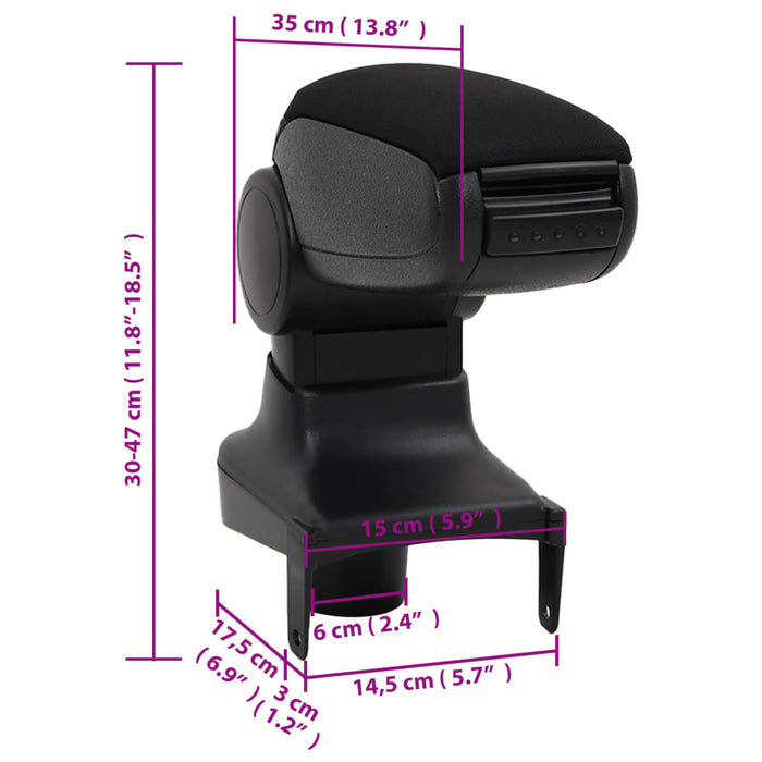 Cotieră auto, negru, 15x35x(30-47) cm ABS - WALTI WALTI