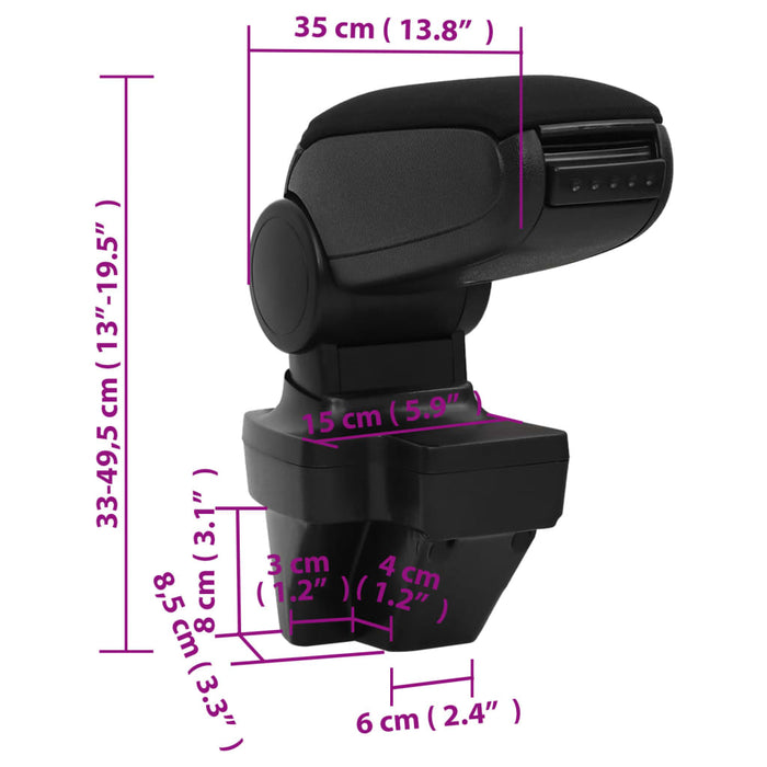 Cotieră auto, negru, 15x35x(33-49,5) cm ABS - WALTI WALTI