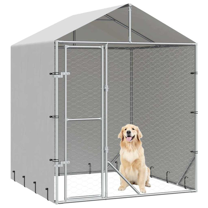 Padoc de exterior cu acoperiș argintiu 2x2x2,5m oțel galvanizat - WALTI WALTI