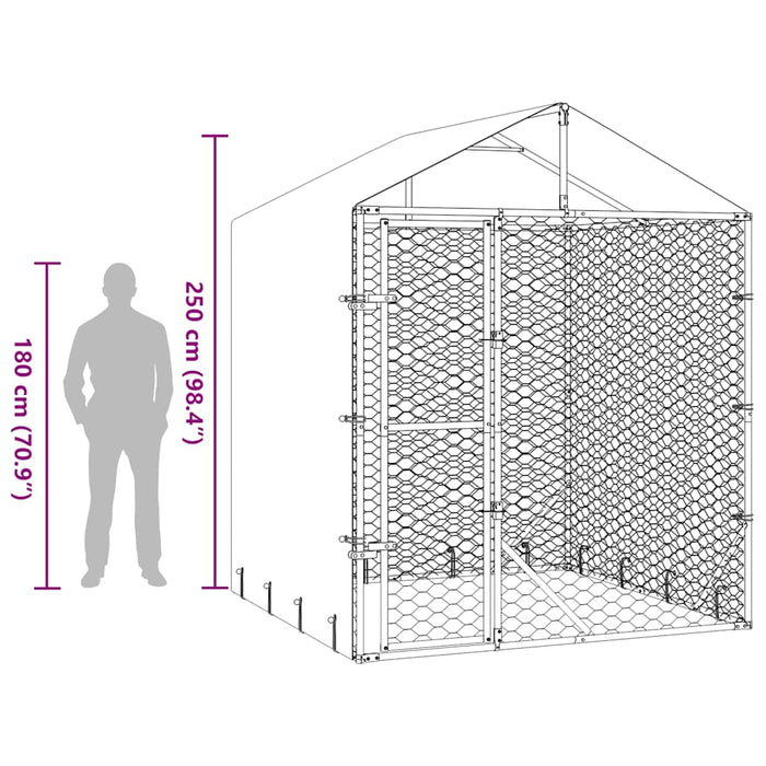 Padoc de exterior cu acoperiș argintiu 2x2x2,5m oțel galvanizat - WALTI WALTI