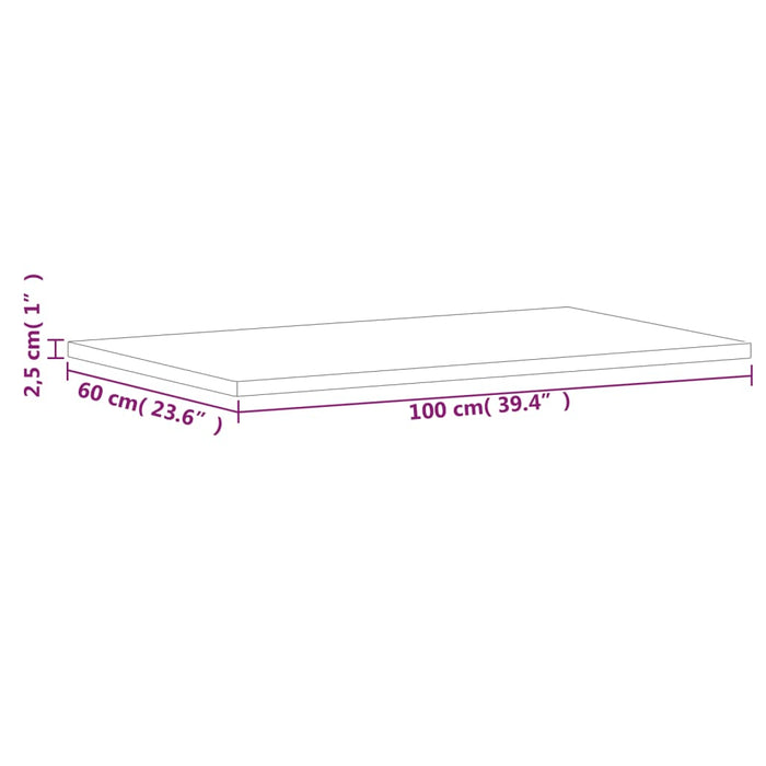 Blat de masă 100x60x2,5 cm dreptunghiular, lemn masiv de fag - WALTI WALTI