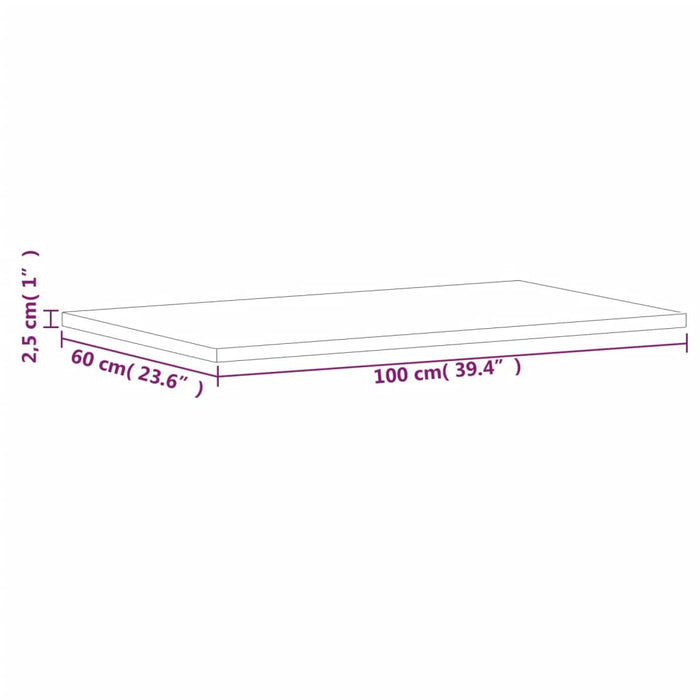 Blat de masă 100x60x2,5 cm dreptunghiular, lemn masiv de fag - WALTI WALTI