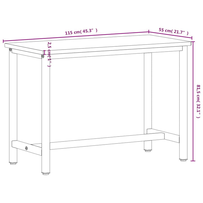 Banc de lucru, 115x55x81,5 cm, lemn masiv de fag și metal WALTI