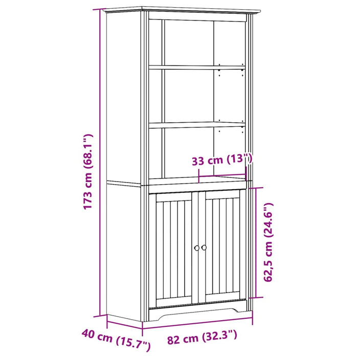 Bibliotecă "BODO", alb, 82x40x173 cm, lemn masiv de pin - WALTI WALTI