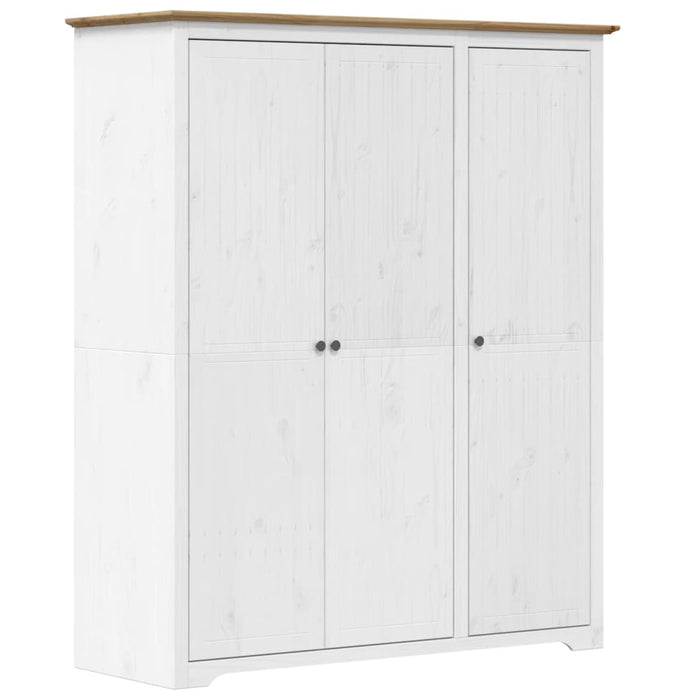 Șifonier "BODO", alb & maro, 146x53,5x173 cm, lemn masiv de pin - WALTI WALTI