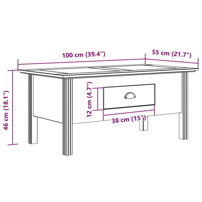 Măsuță de cafea BODO alb și maro 100x55x46 cm lemn masiv de pin - WALTI WALTI