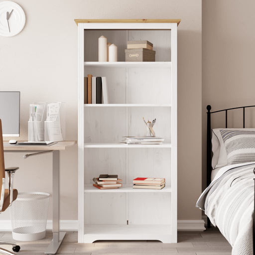 Bibliotecă BODO, maro, 82x40x173 cm, lemn masiv pin, 5 rafturi - WALTI WALTI