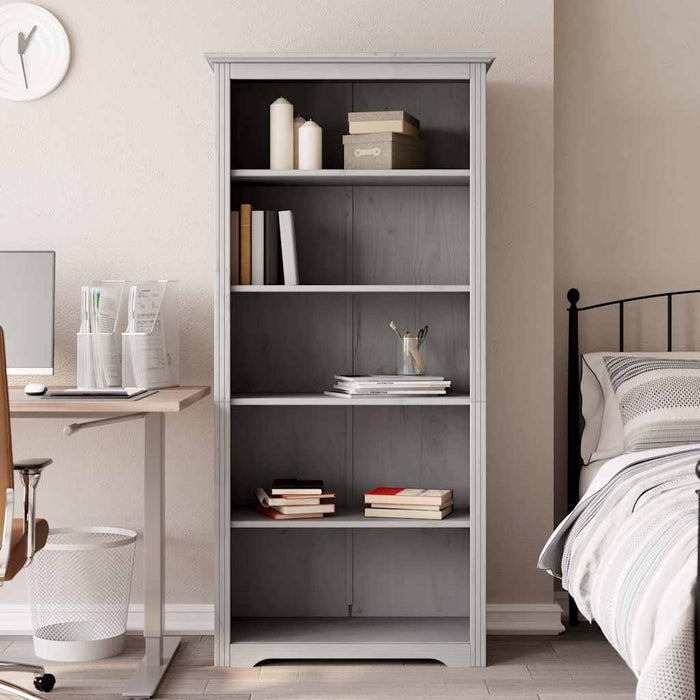 Bibliotecă BODO, gri, 82x40x173 cm, lemn masiv pin, 5 rafturi - WALTI WALTI
