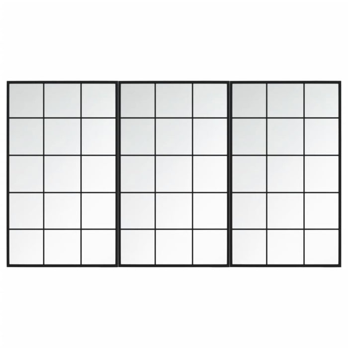 Oglinzi de perete, 3 buc., negru, 100x60 cm, metal - WALTI WALTI