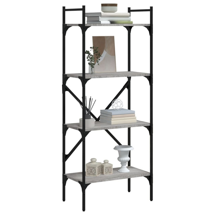 Bibliotecă cu 4 niveluri, gri sonoma, 56x31,5x138,5 cm, lemn - WALTI WALTI
