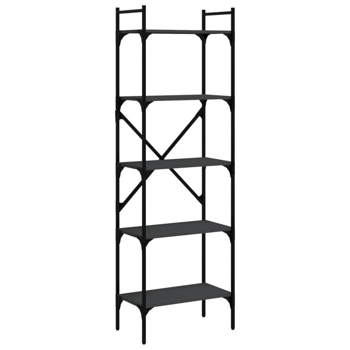 Bibliotecă cu 5 niveluri, negru, 56x31,5x174 cm, lemn prelucrat - WALTI WALTI