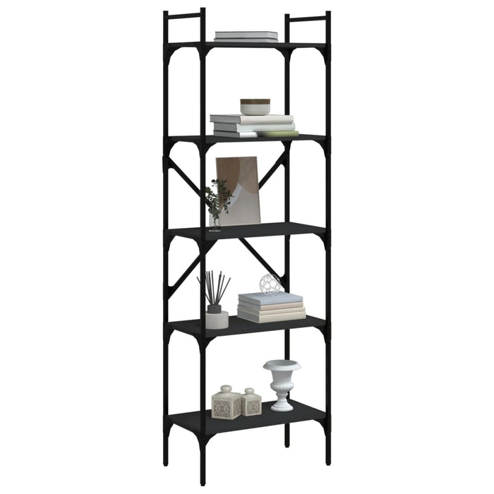 Bibliotecă cu 5 niveluri, negru, 56x31,5x174 cm, lemn prelucrat - WALTI WALTI