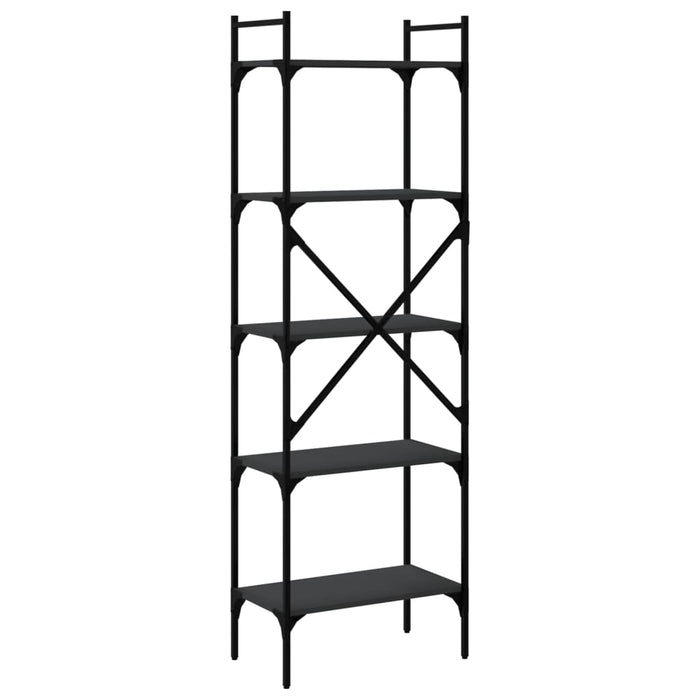 Bibliotecă cu 5 niveluri, negru, 56x31,5x174 cm, lemn prelucrat - WALTI WALTI