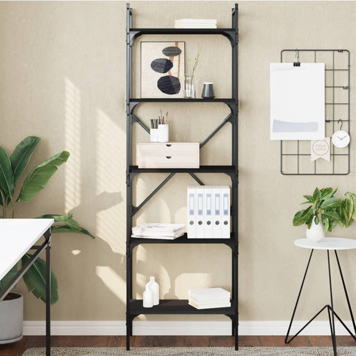 Bibliotecă cu 5 niveluri, negru, 56x31,5x174 cm, lemn prelucrat - WALTI WALTI