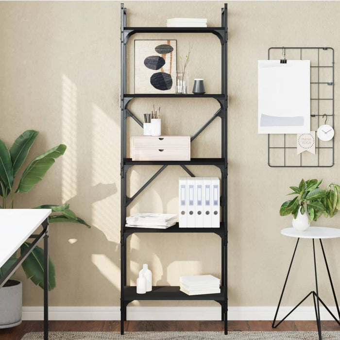 Bibliotecă cu 5 niveluri, negru, 56x31,5x174 cm, lemn prelucrat - WALTI WALTI