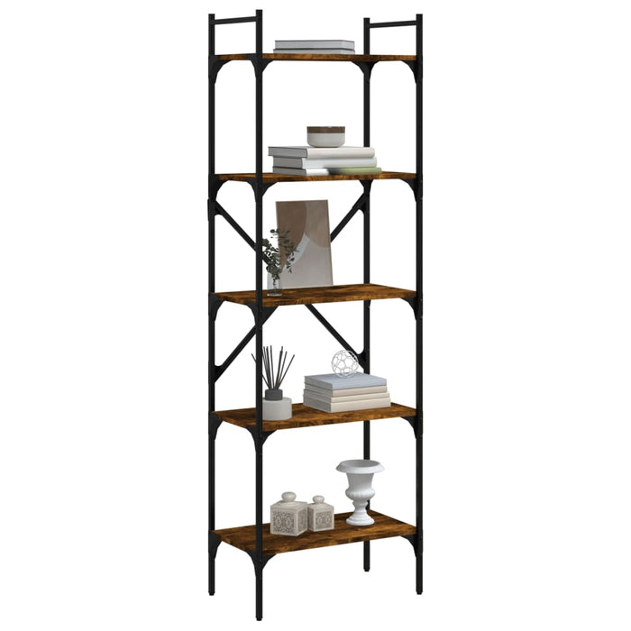 Bibliotecă cu 5 niveluri, stejar fumuriu, 56x31,5x174 cm, lemn - WALTI WALTI