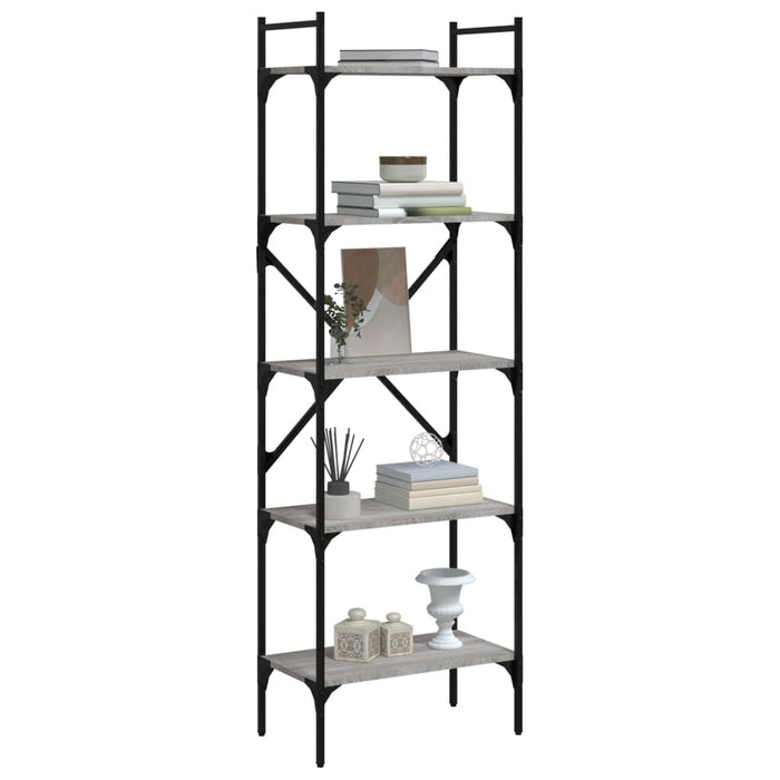 Bibliotecă cu 5 niveluri gri sonoma 56x31,5x174cm lemn compozit - WALTI WALTI
