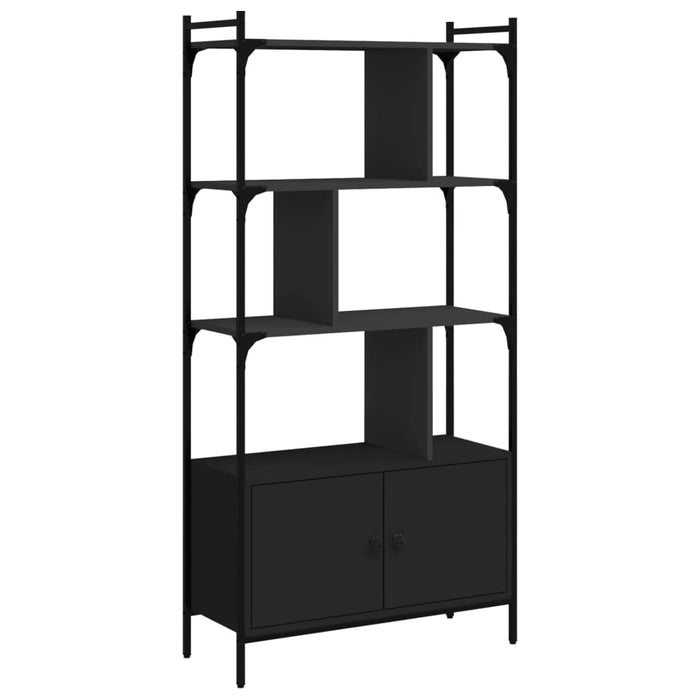 Bibliotecă cu uși, negru, 76,5x30x154,5 cm, lemn compozit - WALTI WALTI