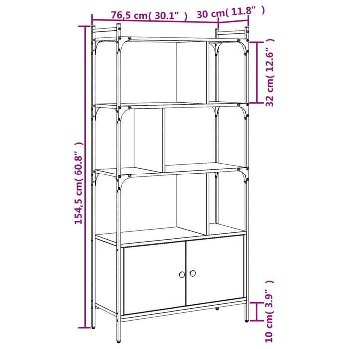 Bibliotecă cu uși, negru, 76,5x30x154,5 cm, lemn compozit - WALTI WALTI