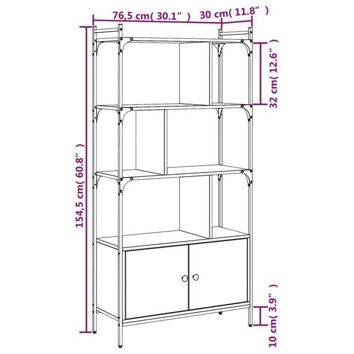 Bibliotecă cu uși stejar fumuriu 76,5x30x154,5 cm lemn compozit - WALTI WALTI