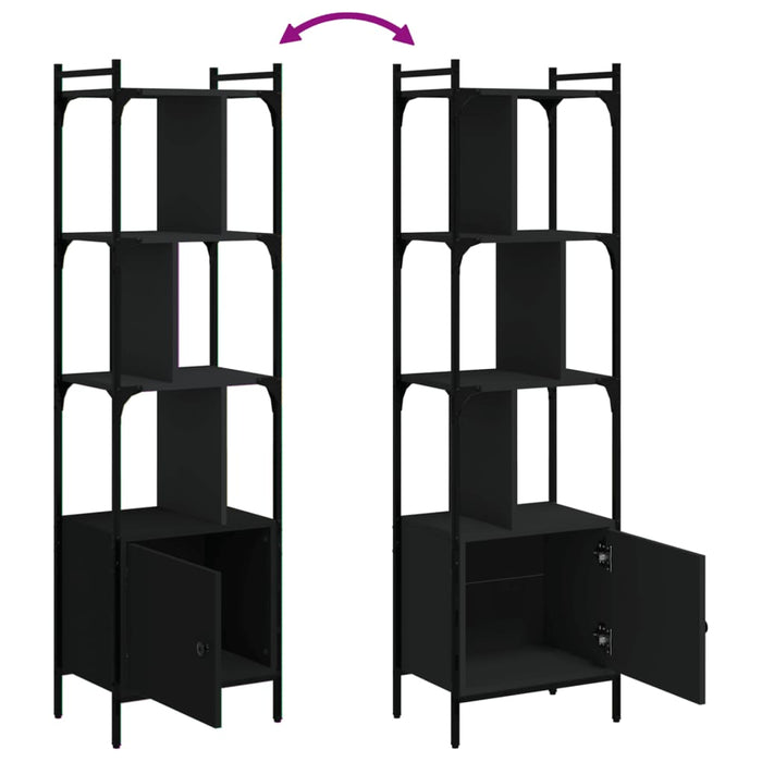 Bibliotecă cu ușă, negru, 44,5x30x154,5 cm, lemn compozit WALTI