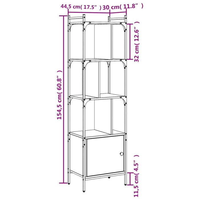 Bibliotecă cu ușă, negru, 44,5x30x154,5 cm, lemn compozit WALTI