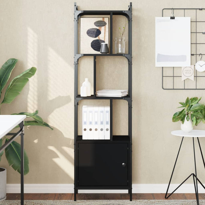 Bibliotecă cu ușă, negru, 44,5x30x154,5 cm, lemn compozit WALTI