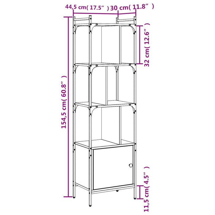 Bibliotecă cu ușă stejar sonoma 44,5x30x154,5 cm lemn compozit - WALTI WALTI