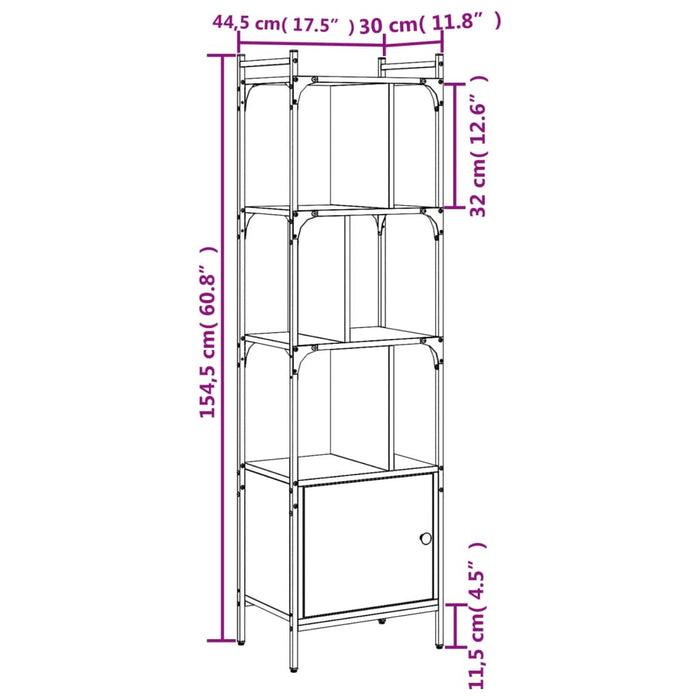 Bibliotecă cu ușă gri sonoma 44,5x30x154,5 cm lemn compozit WALTI