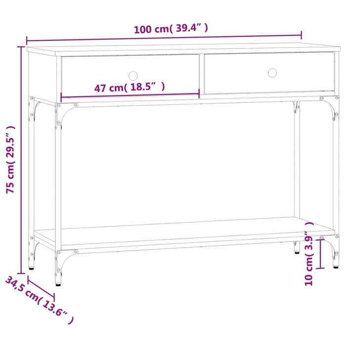 Măsuță consolă, stejar sonoma, 100x34,5x75 cm, lemn prelucrat WALTI
