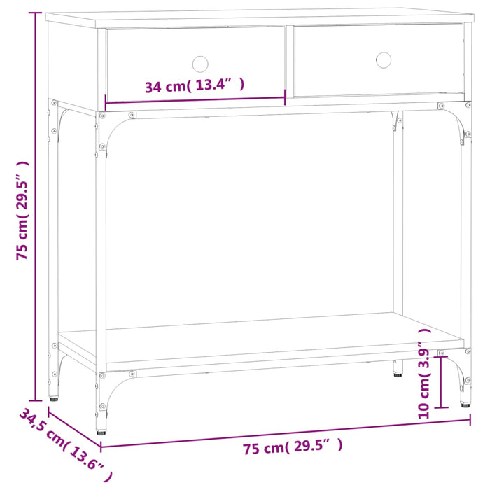Masă consolă, stejar maro, 75x34,5x75 cm, lemn prelucrat WALTI