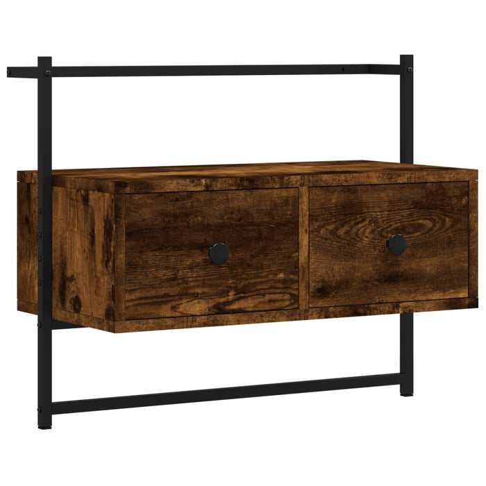 Dulap TV montat pe perete, stejar fumuriu, 60,5x30x51 cm, lemn WALTI