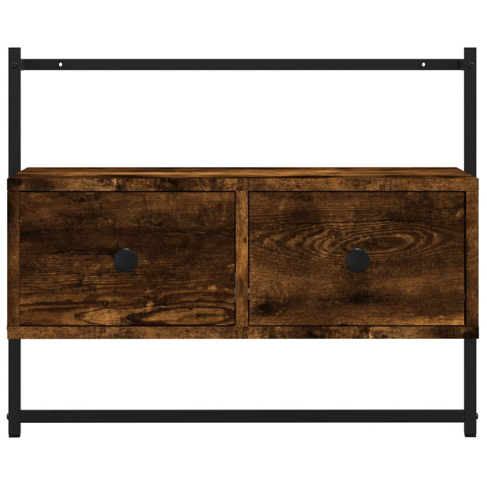 Dulap TV montat pe perete, stejar fumuriu, 60,5x30x51 cm, lemn WALTI