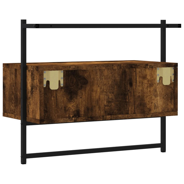 Dulap TV montat pe perete, stejar fumuriu, 60,5x30x51 cm, lemn WALTI