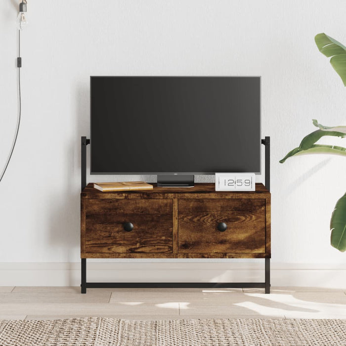 Dulap TV montat pe perete, stejar fumuriu, 60,5x30x51 cm, lemn WALTI