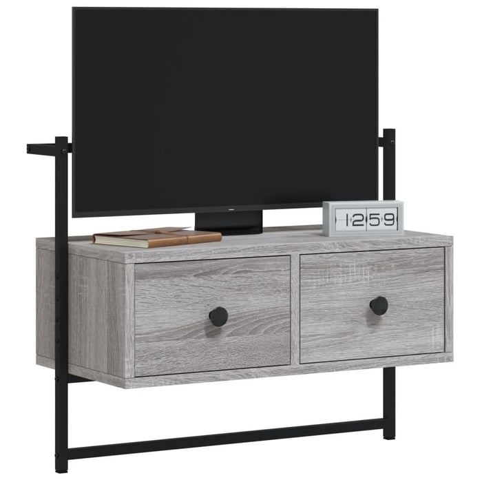 Dulap TV montat pe perete, gri sonoma, 60,5x30x51 cm, lemn - WALTI WALTI